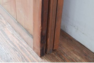 アンティーク建具　激レア　希少!!　迫力のあるライオンと細部まで描かれた雁(ガン)の図柄が目を惹かれる板絵戸3枚セット(引き戸、板戸、獅子、鳥)(R-081028)