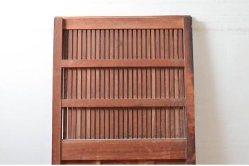 アンティーク建具　総欅(ケヤキ)材　上品さと重厚感を兼ね備えた富山蔵戸1枚(格子蔵戸、玄関戸、玄関ドア、引き戸)(R-081031)
