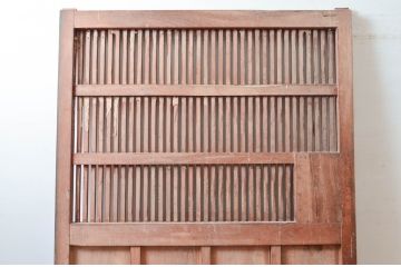 アンティーク建具　大振り!!　総欅(ケヤキ)材　経年によって増した味わいが魅力の大きな格子蔵戸1枚(引き戸、玄関戸、格子戸)(R-081033)