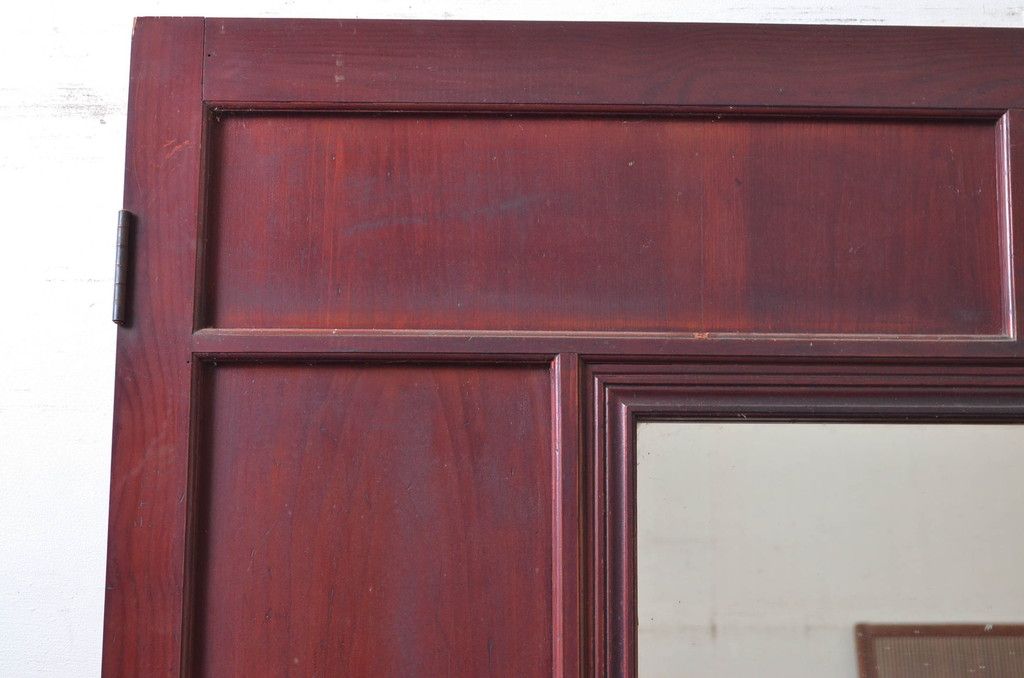 アンティーク建具　大正～昭和初期　希少デザイン　特大!! 空間の主役になる古い洋館のミラー付きドア1枚　(R-081034)