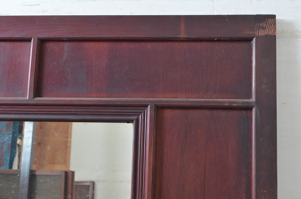 アンティーク建具　大正～昭和初期　希少デザイン　特大!! 空間の主役になる古い洋館のミラー付きドア1枚　(R-081034)