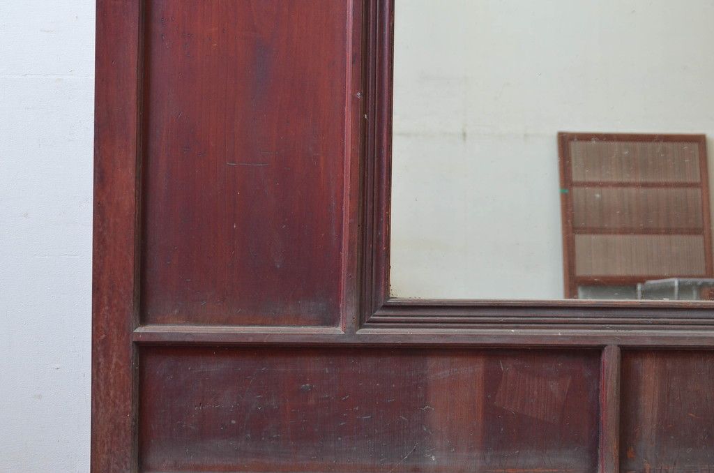 アンティーク建具　大正～昭和初期　希少デザイン　特大!! 空間の主役になる古い洋館のミラー付きドア1枚　(R-081034)