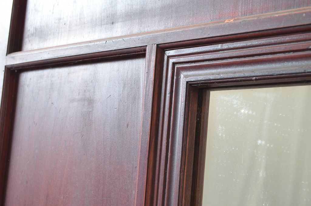 アンティーク建具　大正～昭和初期　希少デザイン　特大!! 空間の主役になる古い洋館のミラー付きドア1枚　(R-081034)