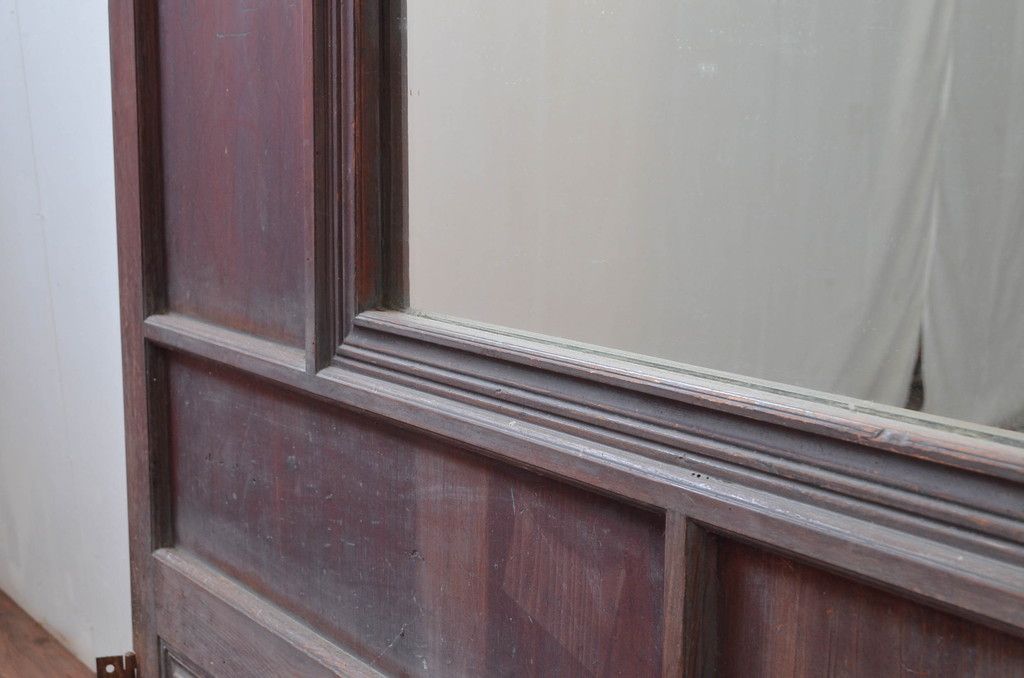 アンティーク建具　大正～昭和初期　希少デザイン　特大!! 空間の主役になる古い洋館のミラー付きドア1枚　(R-081034)