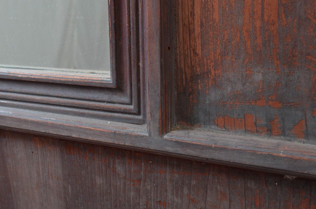 アンティーク建具　大正～昭和初期　希少デザイン　特大!! 空間の主役になる古い洋館のミラー付きドア1枚　(R-081034)