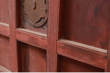 アンティーク建具　上手物!!　北陸産　総欅(ケヤキ)材　古い木味や金具が時代の流れを感じる格子蔵戸1枚(格子戸、引き戸、玄関戸)(R-081037)
