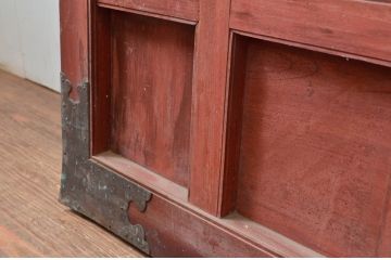 アンティーク建具　上手物!!　北陸産　総欅(ケヤキ)材　古い木味や金具が時代の流れを感じる格子蔵戸1枚(格子戸、引き戸、玄関戸)(R-081037)