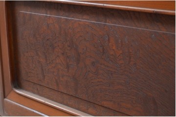 アンティーク建具　激レア!!　希少　特注品　腰板欅(ケヤキ)材　玉杢　両面格子仕上げが見事な最高級のガラス入り格子戸4枚セット　(R-081041)