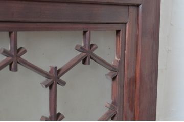 アンティーク建具　希少デザイン　3種類の素敵なデザインが楽しめる組子入りガラス扉1枚(ドア、木製扉)(R-081042)