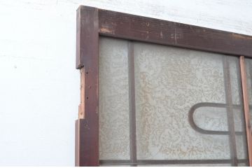 アンティーク建具　希少デザイン　3種類の素敵なデザインが楽しめる組子入りガラス扉1枚(ドア、木製扉)(R-081042)