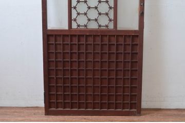 アンティーク建具　希少デザイン　3種類の素敵なデザインが楽しめる組子入りガラス扉1枚(ドア、木製扉)(R-081043)