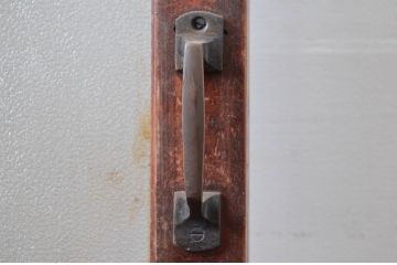 アンティーク建具　希少デザイン　3種類の素敵なデザインが楽しめる組子入りガラス扉1枚(ドア、木製扉)(R-081043)