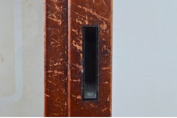アンティーク建具　上手物!!　どこか懐かしい雰囲気の裏ガラス入り幅狭格子戸4枚セット(引き戸、ガラス戸)(R-081046)