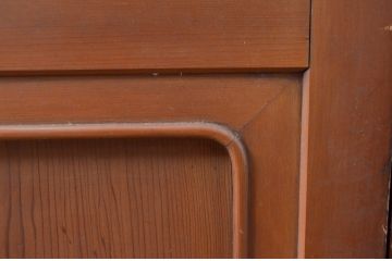 アンティーク建具　上手物!!　どこか懐かしい雰囲気の裏ガラス入り幅狭格子戸4枚セット(引き戸、ガラス戸)(R-081046)