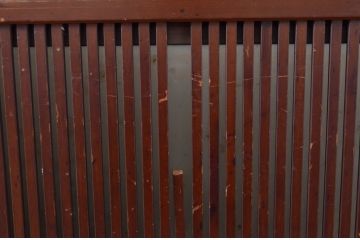 アンティーク建具　上手物!!　どこか懐かしい雰囲気の裏ガラス入り幅狭格子戸4枚セット(引き戸、ガラス戸)(R-081046)