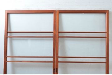 アンティーク建具　どこか懐かしい雰囲気感じるレトロなガラス戸2枚セット(引き戸、建具)(R-081049)