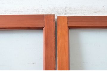 アンティーク建具　どこか懐かしい雰囲気感じるレトロなガラス戸2枚セット(引き戸、建具)(R-081049)