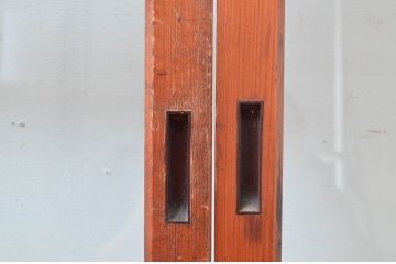 アンティーク建具　どこか懐かしい雰囲気感じるレトロなガラス戸2枚セット(引き戸、建具)(R-081049)