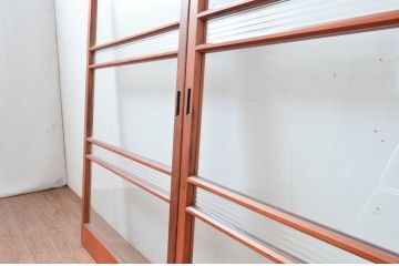 アンティーク建具　どこか懐かしい雰囲気感じるレトロなガラス戸2枚セット(引き戸、建具)(R-081049)