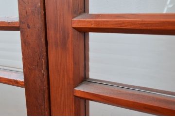 アンティーク建具　どこか懐かしい雰囲気感じるレトロなガラス戸2枚セット(引き戸、建具)(R-081049)