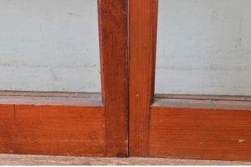 アンティーク建具　どこか懐かしい雰囲気感じるレトロなガラス戸2枚セット(引き戸、建具)(R-081049)