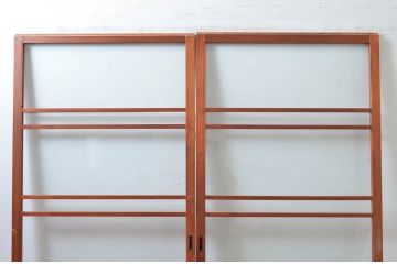 アンティーク建具　どこか懐かしい雰囲気感じるレトロなガラス戸2枚セット(引き戸、建具)(R-081049)