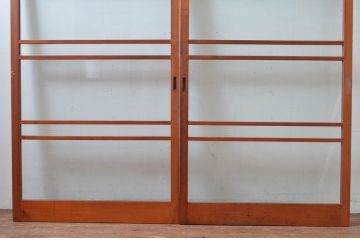 アンティーク建具　どこか懐かしい雰囲気感じるレトロなガラス戸2枚セット(引き戸、建具)(R-081049)