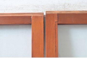 アンティーク建具　どこか懐かしい雰囲気感じるレトロなガラス戸2枚セット(引き戸、建具)(R-081049)