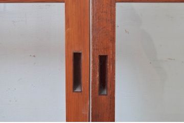 アンティーク建具　どこか懐かしい雰囲気感じるレトロなガラス戸2枚セット(引き戸、建具)(R-081049)