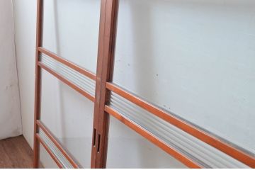 アンティーク建具　どこか懐かしい雰囲気感じるレトロなガラス戸2枚セット(引き戸、建具)(R-081049)