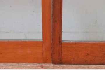 アンティーク建具　どこか懐かしい雰囲気感じるレトロなガラス戸2枚セット(引き戸、建具)(R-081049)