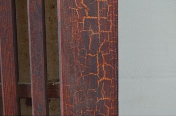 アンティーク建具　長い歴史を刻んだ風合いが魅力的なガラス入り格子帯戸2枚セット(格子戸、板戸、引き戸)(R-081050)