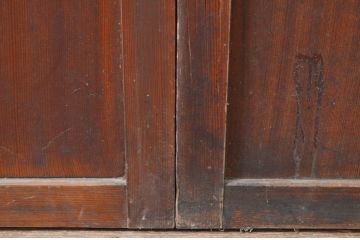 アンティーク建具　ガラス入り!経年による風合いが趣き深い幅広格子帯戸2枚セット(格子戸、引き戸、板戸)(R-081051)