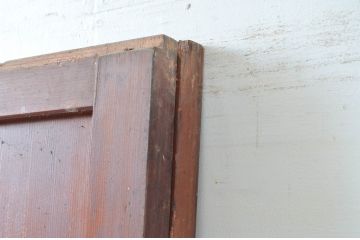 アンティーク建具　ガラス入り!経年による風合いが趣き深い幅広格子帯戸2枚セット(格子戸、引き戸、板戸)(R-081051)
