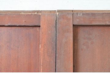 アンティーク建具　ガラス入り!経年による風合いが趣き深い幅広格子帯戸2枚セット(格子戸、引き戸、板戸)(R-081052)