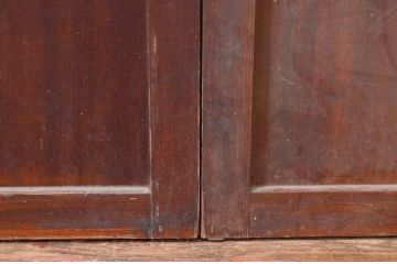 アンティーク建具　ガラス入り!経年による風合いが趣き深い幅広格子帯戸2枚セット(格子戸、引き戸、板戸)(R-081052)