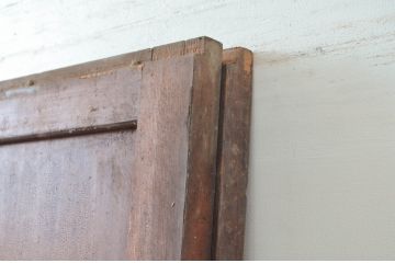 アンティーク建具　ガラス入り!経年による風合いが趣き深い幅広格子帯戸2枚セット(格子戸、引き戸、板戸)(R-081052)