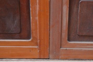 アンティーク建具　優しい木味があたたかみを感じるガラス戸4枚セット(引き戸)(R-081053)