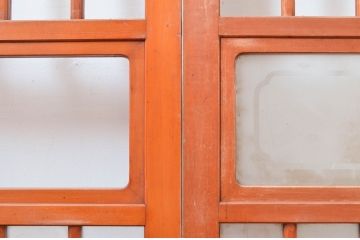 アンティーク建具　優しい木味があたたかみを感じるガラス戸4枚セット(引き戸)(R-081053)