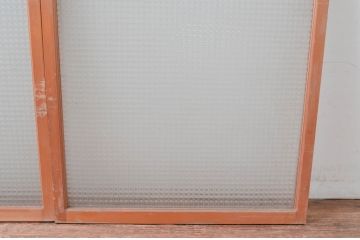 アンティーク建具　大正ロマンな雰囲気醸し出す大判なプレスガラスの窓2枚セット(引き戸、ガラス戸)(R-081054)