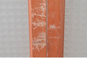 アンティーク建具　大正ロマンな雰囲気醸し出す大判なプレスガラスの窓2枚セット(引き戸、ガラス戸)(R-081054)