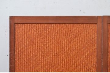 アンティーク建具　編み目が素敵な網代(あじろ)入り窓2枚セット(引き戸、建具)(R-081056)
