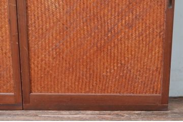 アンティーク建具　編み目が素敵な網代(あじろ)入り窓2枚セット(引き戸、建具)(R-081056)