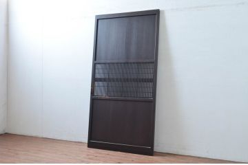 アンティーク建具　アクリル板入り　和モダンテイストのお部屋に取り入れたい格子帯戸1枚(引き戸、格子戸、板戸)(R-081066)