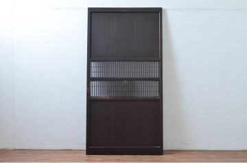 アンティーク建具　アクリル板入り　和モダンテイストのお部屋に取り入れたい格子帯戸1枚(引き戸、格子戸、板戸)(R-081066)