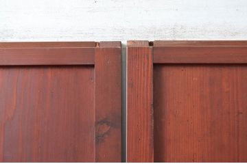 アンティーク建具　アクリル板入り　長い歴史を刻んだ風合いが魅力的な格子帯戸2枚セット(引き戸、格子戸、板戸)(R-081067)