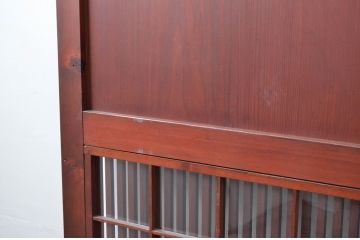 アンティーク建具　アクリル板入り　長い歴史を刻んだ風合いが魅力的な格子帯戸2枚セット(引き戸、格子戸、板戸)(R-081067)