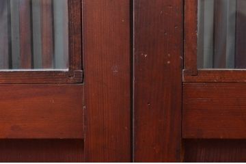 アンティーク建具　アクリル板入り　長い歴史を刻んだ風合いが魅力的な格子帯戸2枚セット(引き戸、格子戸、板戸)(R-081067)