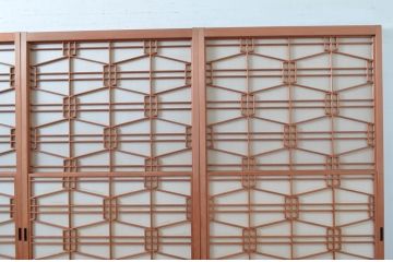 アンティーク建具　高級特注品!!　上品で凝ったデザインが魅力的な組子入り雪見障子戸4枚セット(猫間障子戸、擦り上げ障子戸、擦上障子戸、引き戸、ガラス戸)(R-081071)
