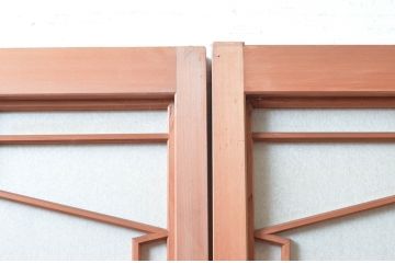 アンティーク建具　高級特注品!!　上品で凝ったデザインが魅力的な組子入り雪見障子戸4枚セット(猫間障子戸、擦り上げ障子戸、擦上障子戸、引き戸、ガラス戸)(R-081071)